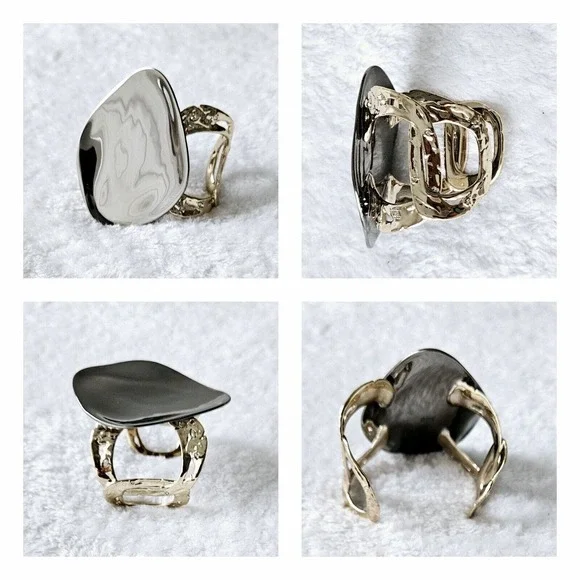 ALEXIS BITTAR liquid-molten rocky disk link Swarovski crystal bracelet cuff $435 - Picture 1 of 12